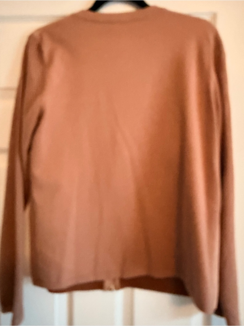 Sioni Tan Perforated-Sleeve Leather Sweater jacket - Picture 6 of 6